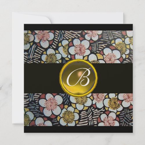 HAIKUSPRING FLOWERS YELLOW TOPAZ MONOGRAM INVITATION