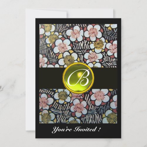 HAIKUSPRING FLOWERS YELLOW TOPAZ MONOGRAM INVITATION