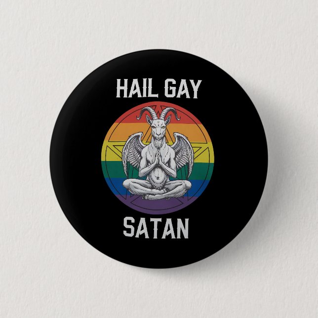 Hail Gay Satan Funny Goth Gothic Goat LGBTQ Button (Front)