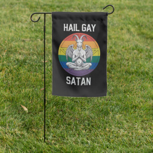 Hail Gay Satan Funny Goth Gothic Goat LGBTQ Garden Flag