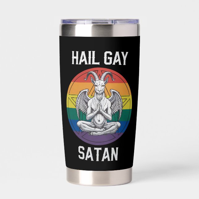 Hail Gay Satan Funny Goth Gothic Goat LGBTQ Insulated Tumbler (Front)
