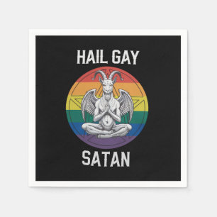 Hail Gay Satan Funny Goth Gothic Goat LGBTQ Napkins