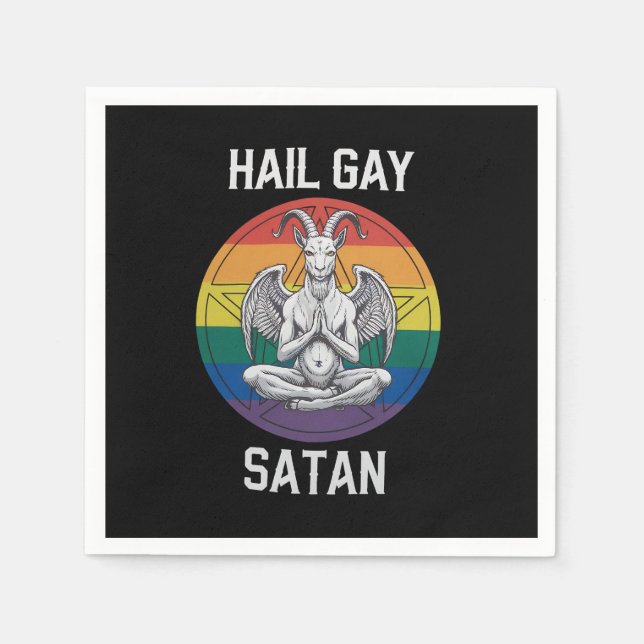 Hail Gay Satan Funny Goth Gothic Goat LGBTQ Napkins (Front)