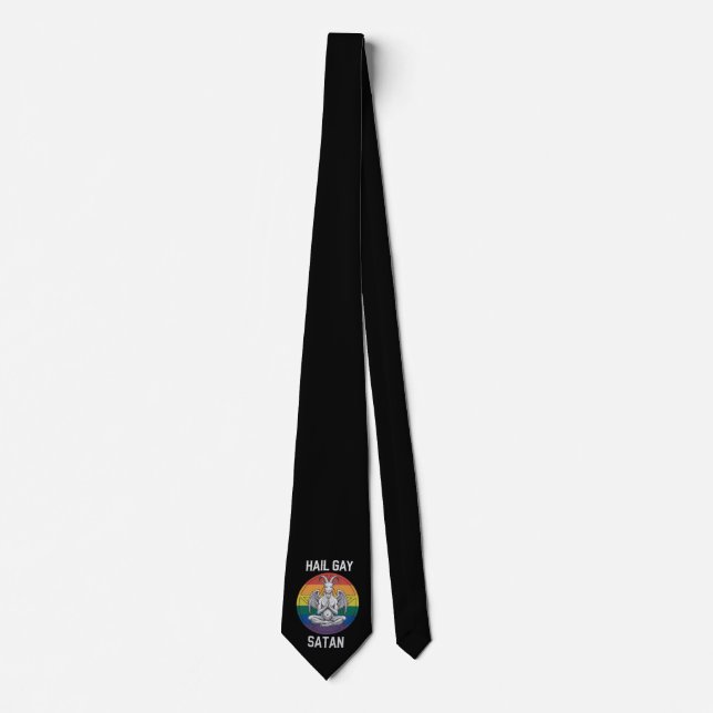 Hail Gay Satan Funny Goth Gothic Goat LGBTQ Neck Tie (Front)