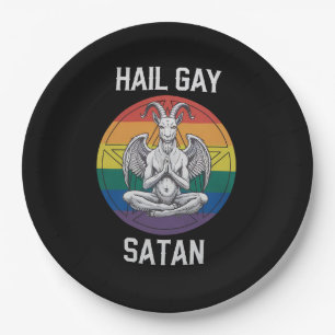 Hail Gay Satan Funny Goth Gothic Goat LGBTQ Paper Plates