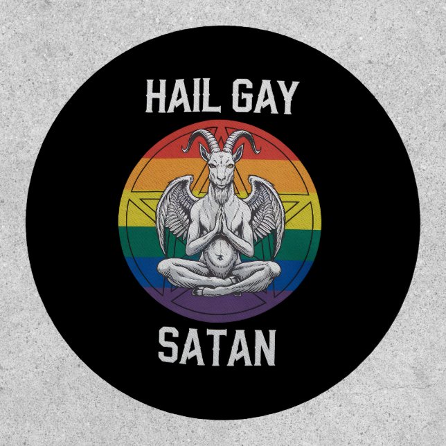 Hail Gay Satan Funny Goth Gothic Goat LGBTQ Patch (Front)