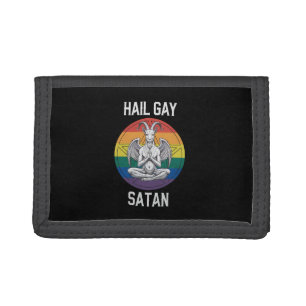 Hail Gay Satan Funny Goth Gothic Goat LGBTQ Tri-fold Wallet