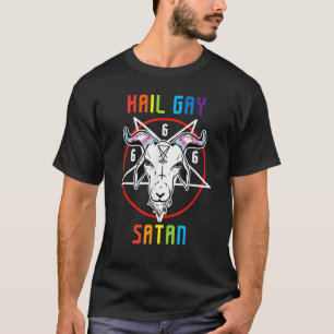 Hail Gay Satan LGBT Goth Gay Pride Baphomet 3 T-Shirt