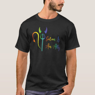 Hail Gay Satan Lgbt Goth Gay Pride Baphomet T-Shirt