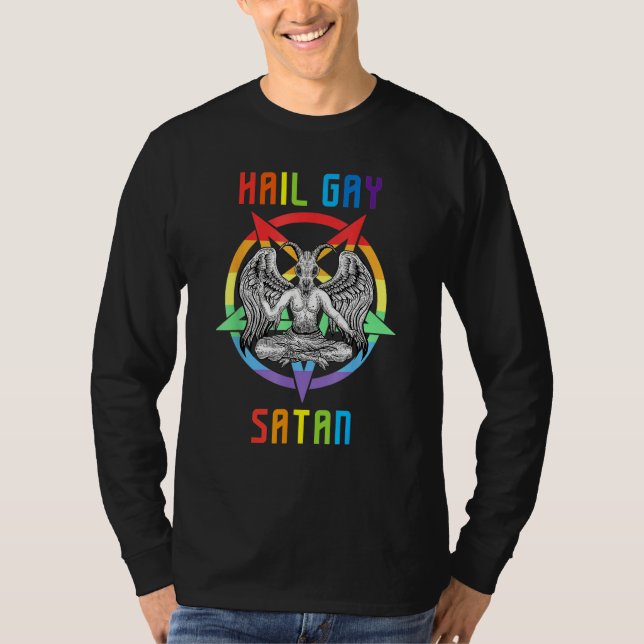 Hail Gay Satan LGBT Goth Gay Pride Baphomet T-Shirt (Front)