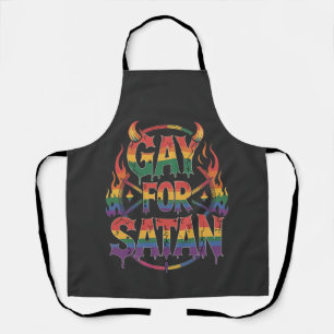 Hail Gay Satan Rainbow Baphomet Devil Goat LGBTQ Apron