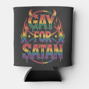 Hail Gay Satan Rainbow Baphomet Devil Goat LGBTQ  Can Cooler