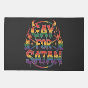 Hail Gay Satan Rainbow Baphomet Devil Goat LGBTQ  Doormat