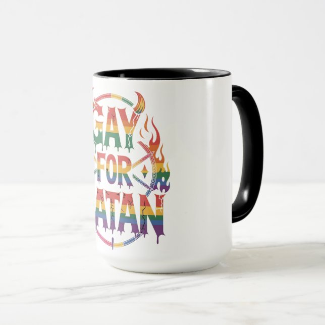 Hail Gay Satan Rainbow Baphomet Devil Goat LGBTQ  Mug (Front Right)