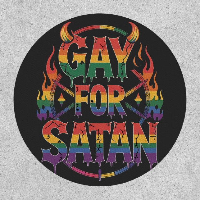 Hail Gay Satan Rainbow Baphomet Devil Goat LGBTQ  Patch (Front)