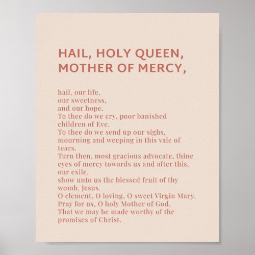 Hail holy Queen Prayer Poster