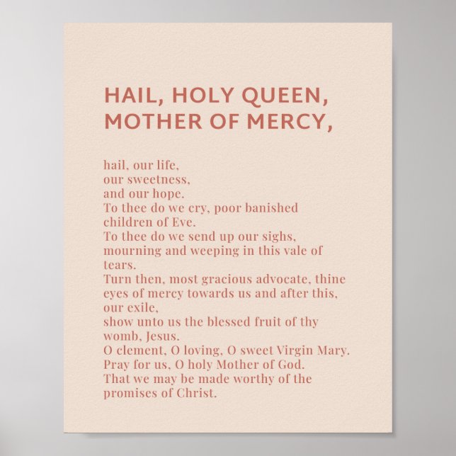 Hail, holy Queen Prayer Poster (Front)
