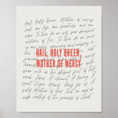 Hail holy Queen Prayer Poster