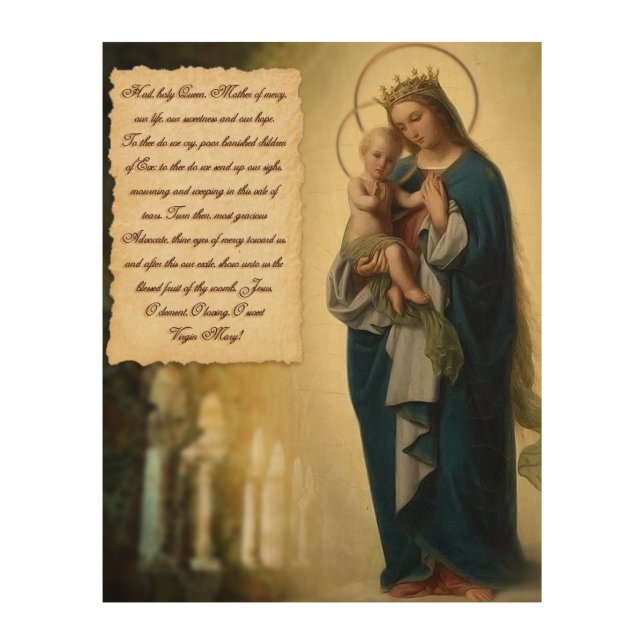 HAIL HOLY QUEEN PRAYER WOOD WALL DECOR (Front)
