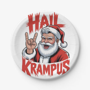 Hail Krampus Devil Horn Krampus Rock Paper Plates