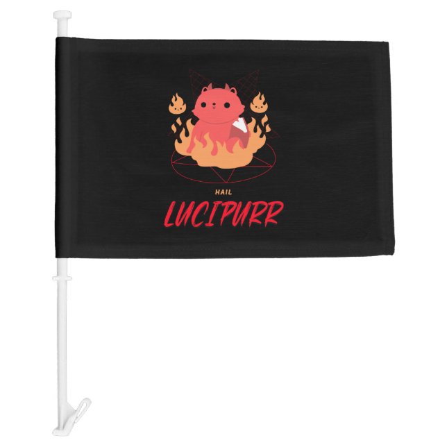 Hail Lucipurr Car Flag (Front)