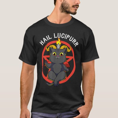 Hail Lucipurr Cat Devil Satan Pentagram Baphomet C T_Shirt