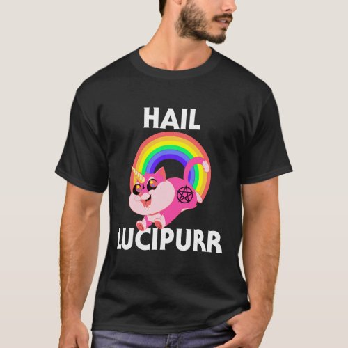 Hail Lucipurr Satan Cat Unicorn Goth Evil 666 Luci T_Shirt