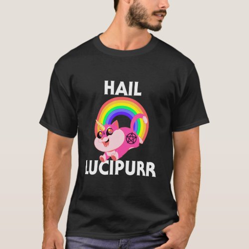Hail Lucipurr Satan Cat Unicorn Goth Evil 666 Luci T_Shirt
