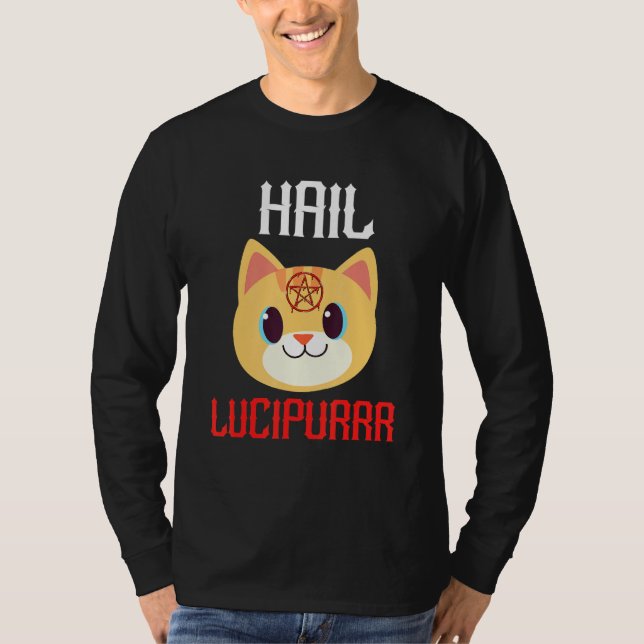 Hail Lucipurr Satan Demon Heavy Metal Music T-Shirt (Front)