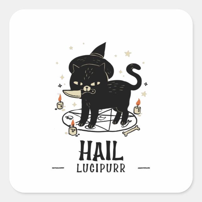 Hail Lucipurr Square Sticker (Front)
