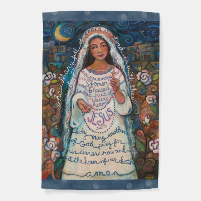 Hail Mary Catholic Garden Flag (Front)