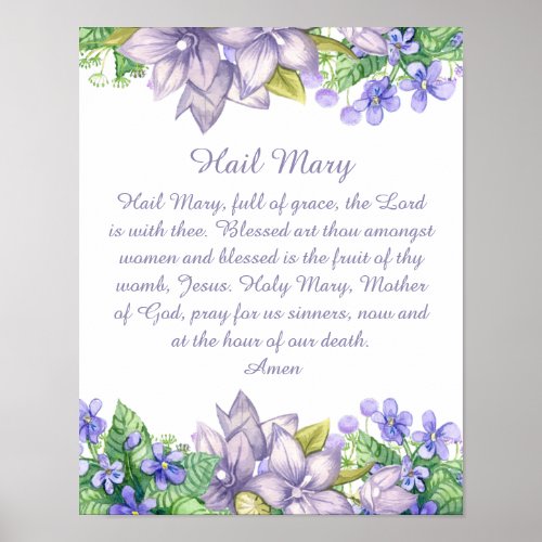 Hail Mary Catholic Prayer Christian Poster