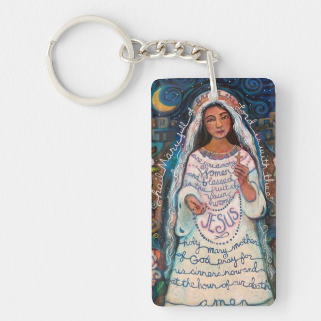 Hail Mary Catholic Prayer Keychain (Front)