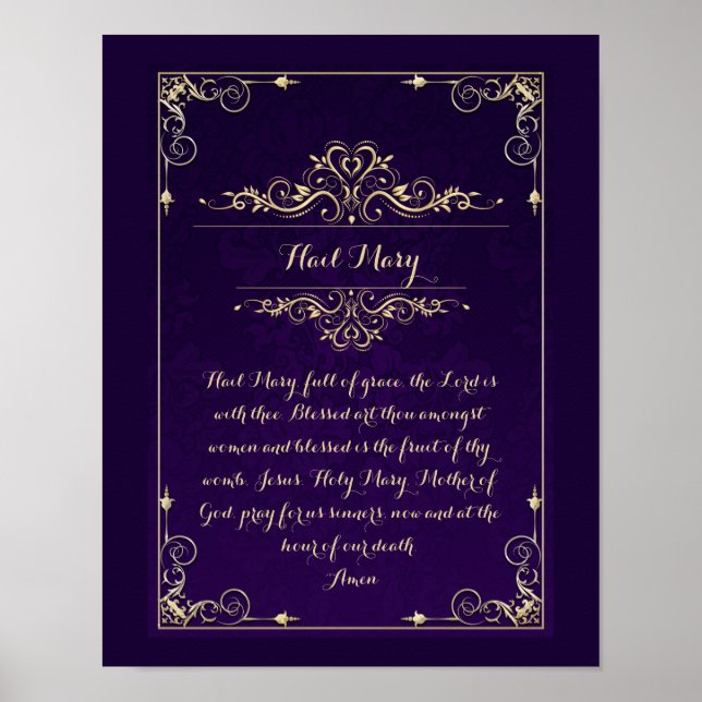 Hail Mary Catholic Prayer Poster (Front)