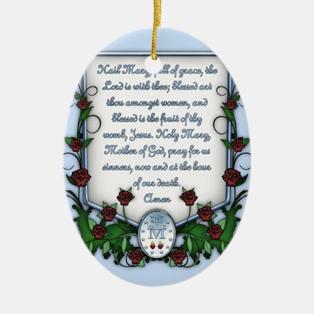 Hail Mary Ceramic Ornament (Front)