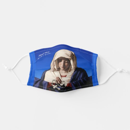 Hail Mary Full of Grace Rosary Womens Blue Adult Cloth Face Mask