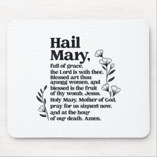 Hail Mary Prayer Marian Floral Christian Blessed M Mouse Pad