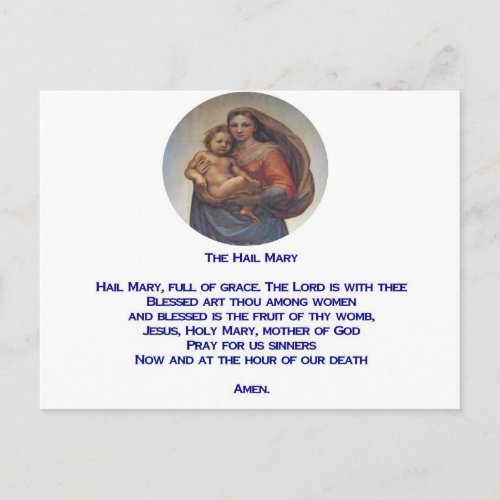 Hail Mary Prayer Postcard