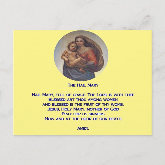Hail Mary Prayer Postcard (Front)
