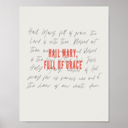 Hail Mary Prayer Poster