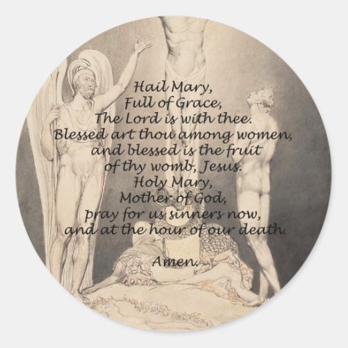Hail Mary Prayer Religious Quotes Words Classic Round Sticker
