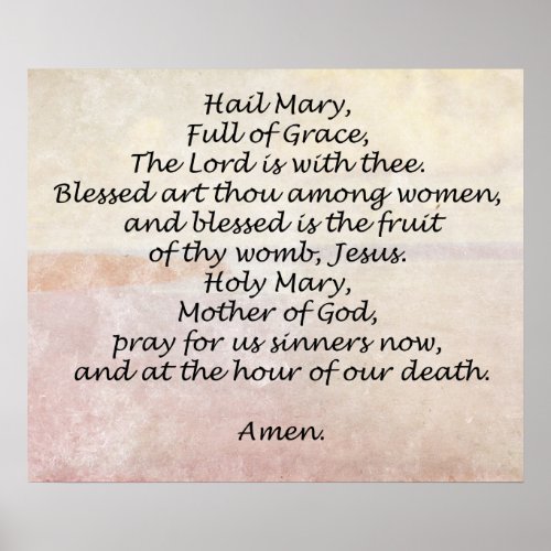 Hail Mary Prayer Religious Quotes Words Poster