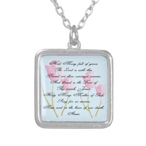Hail Mary Prayer Silver Plated Necklace
