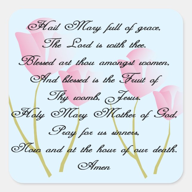 Hail Mary Prayer Square Sticker (Front)
