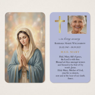 Hail Mary Purple Funeral Prayer Card
