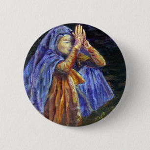 Hail Mary Rosary painting Art Pinback Button