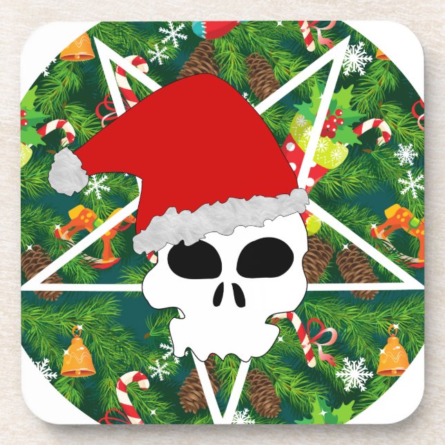 hail santa beverage coaster (Front)