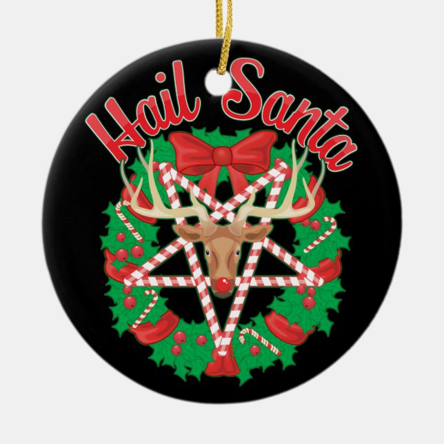 Hail Santa! Ceramic Ornament (Front)