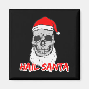 Hail Santa Christmas Skeleton Skull Santa Hat Cree Magnet