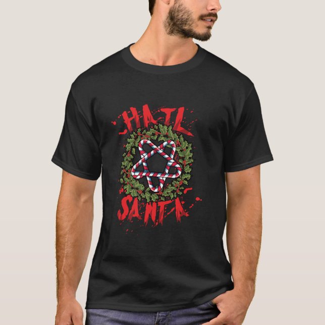 Hail Santa Christmas Wreath Heavy Solstice Santa G T-Shirt (Front)